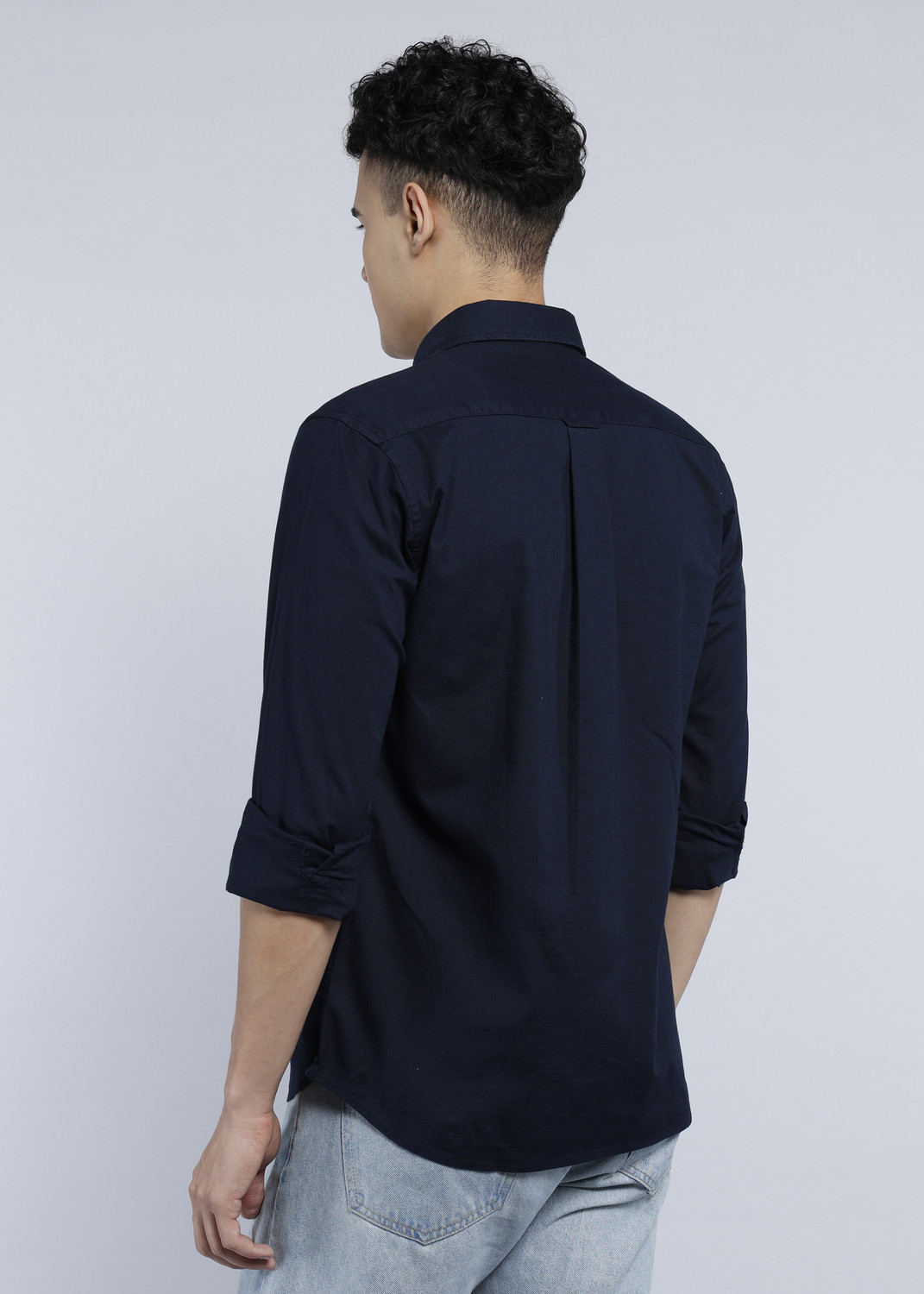 Image of U.S. POLO ASSN. Men Solid Casual Blue Shirt