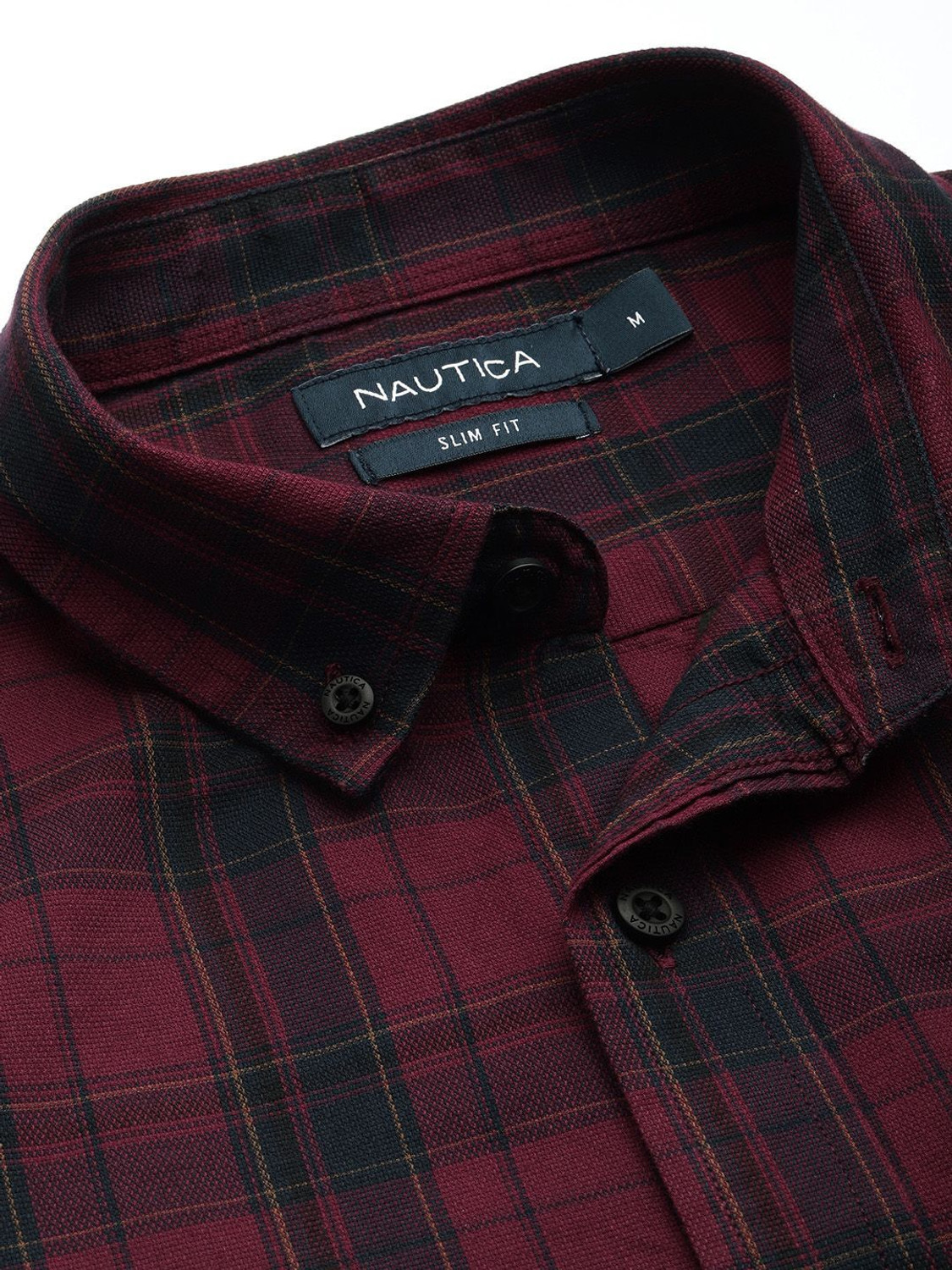 Image of NAUTICA Men Checkered Casual Maroon Shirt