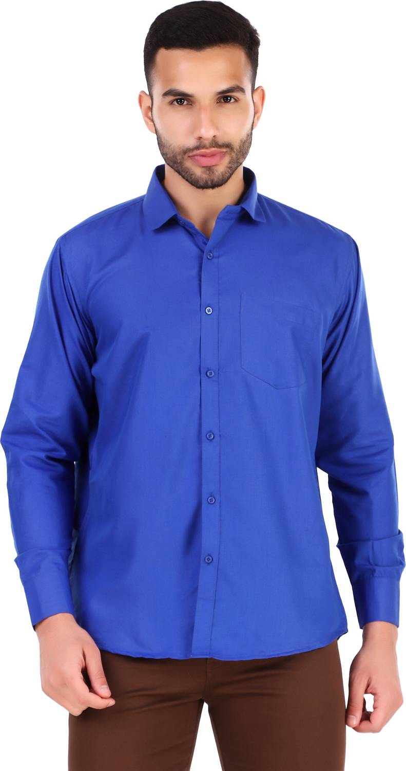 BALESHWAR Men Solid Casual Blue Shirt