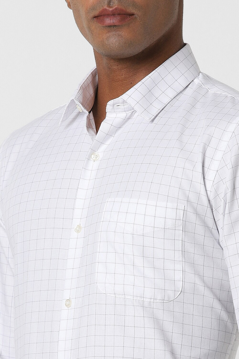 Image of PETER ENGLAND Men Checkered Formal White Shirt
