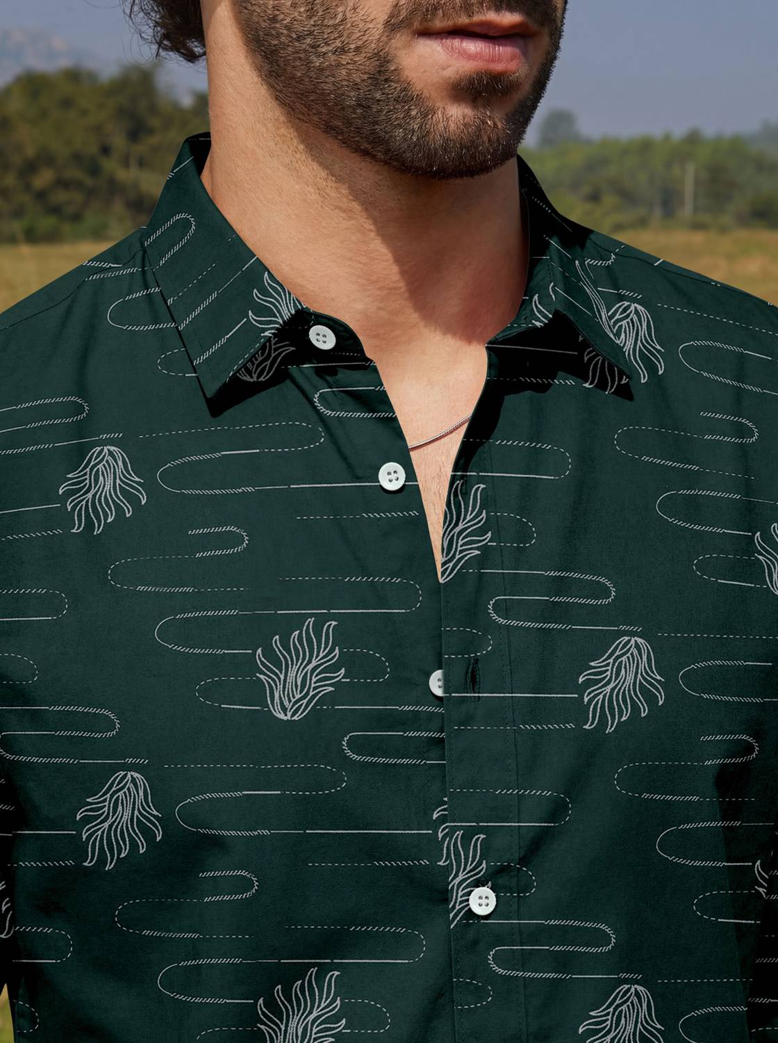 VD Looks Men Printed Casual Green Shirt - Image 4
