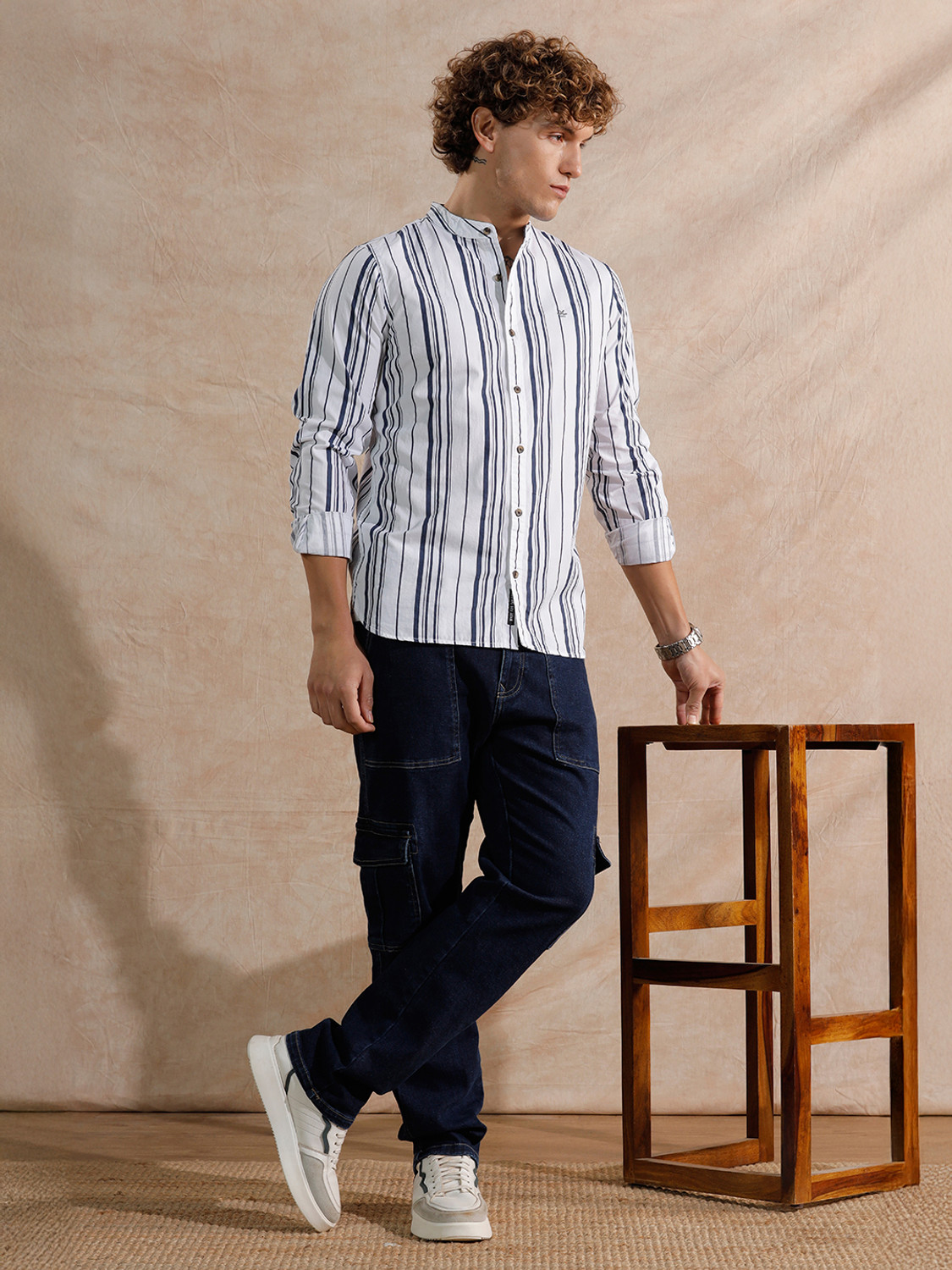 Image of WROGN Men Printed Casual White Shirt