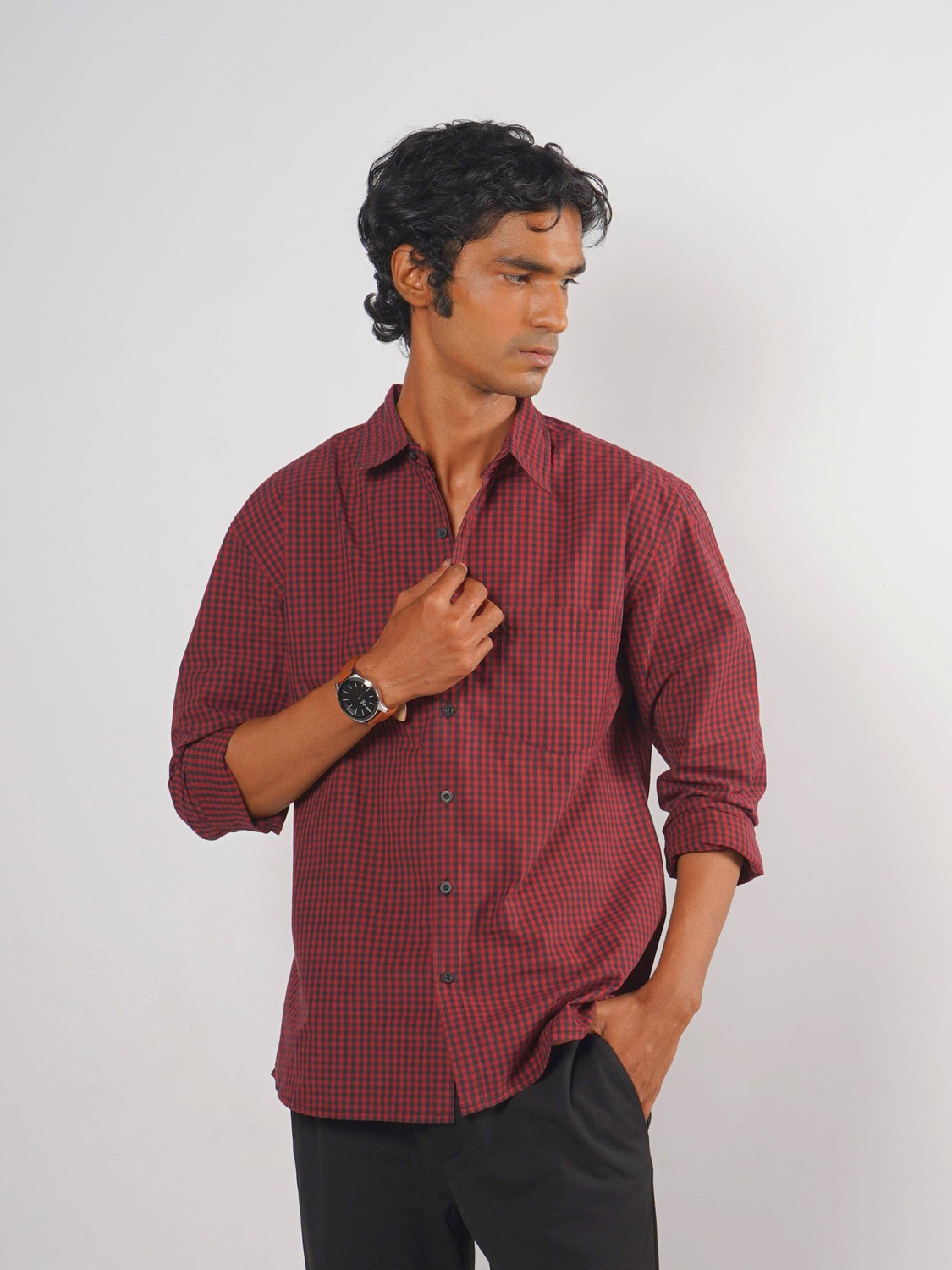 Image of Eszett Men Checkered Casual Red Shirt