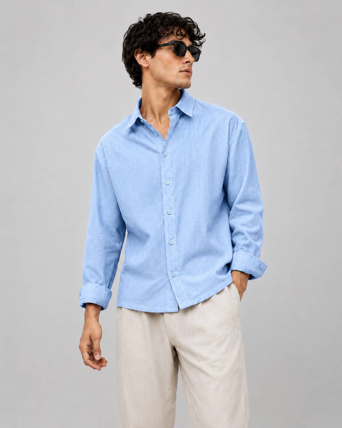 MENHILLS Men Light Blue Casual Shirt - Image 4