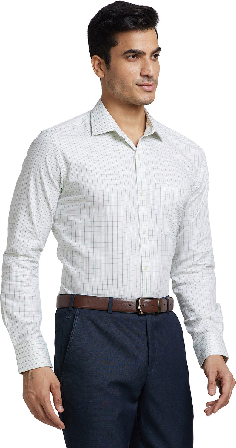 Image of PARK AVENUE Men Checkered Formal Yellow Shirt