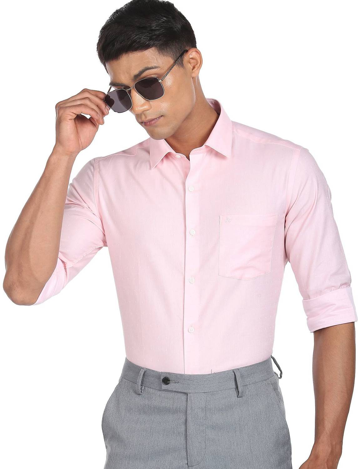 ARROW Men Solid Formal Pink Shirt