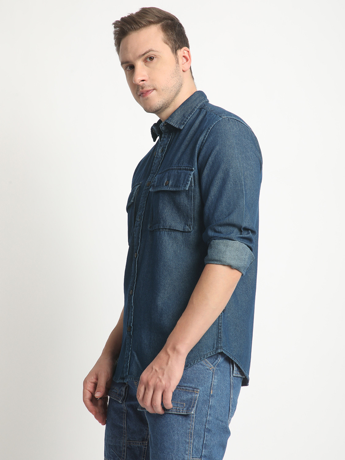 Image of Roadster Men Solid Casual Dark Green Shirt