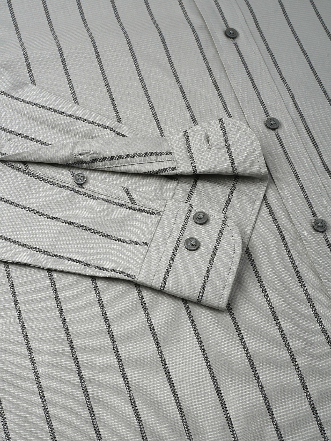 Image of TOMMY HILFIGER Men Striped Casual Grey Shirt