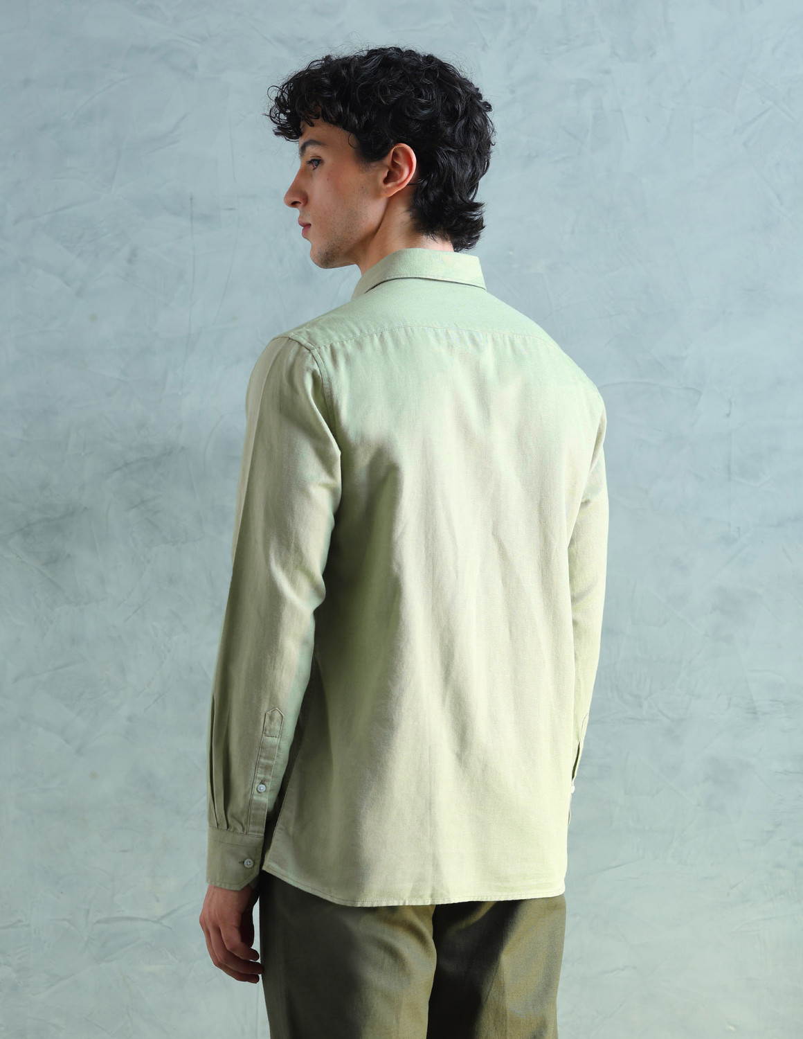 Image of Arrow Sport Men Solid Formal Green Shirt