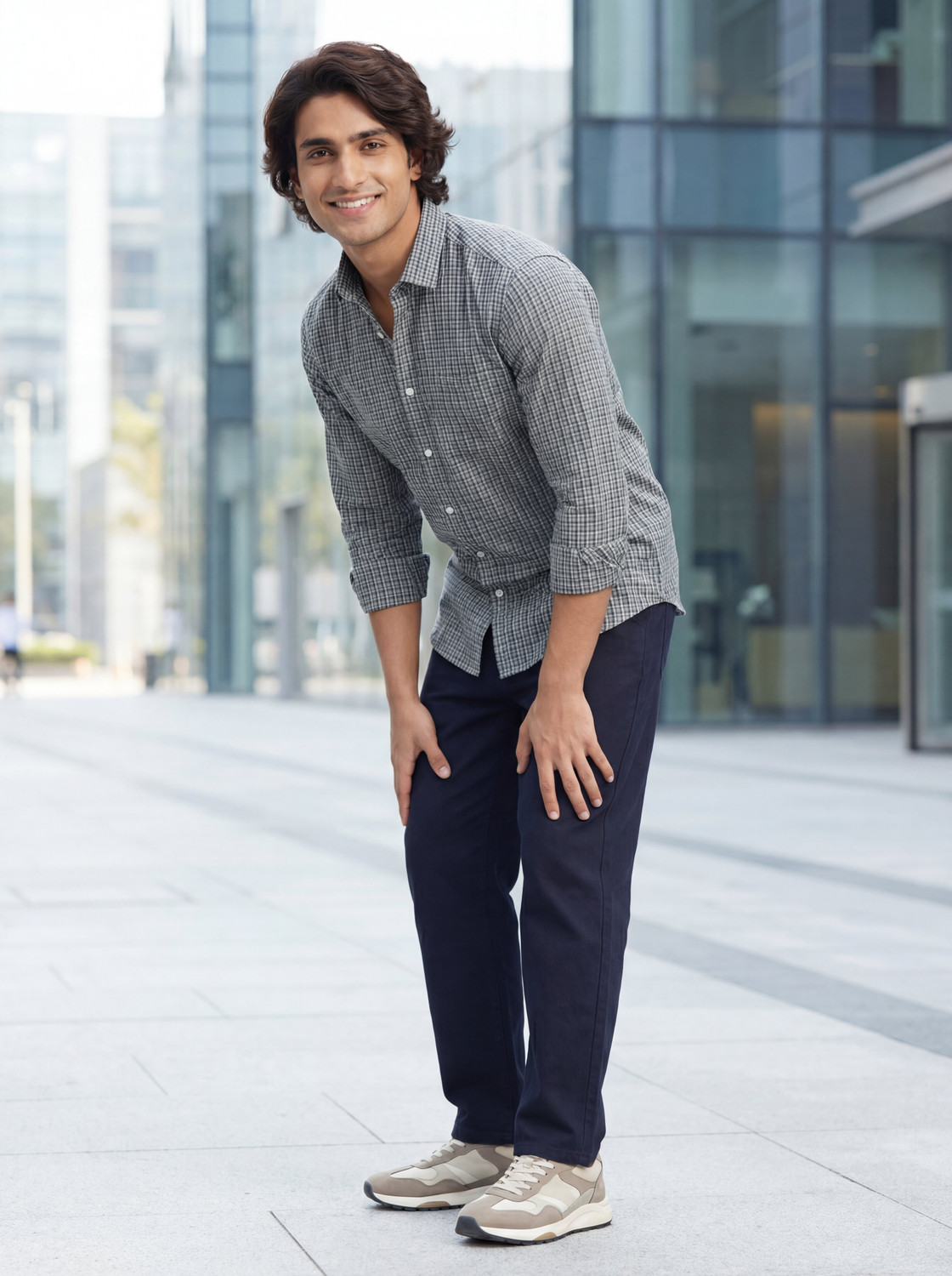 Image of Roadster Men Checkered Casual Grey Shirt