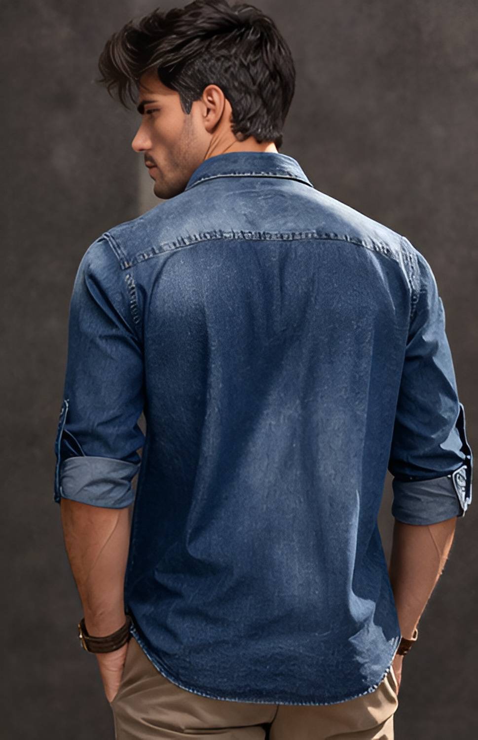 FRANKMEN Men Blue Casual Shirt - Image 2