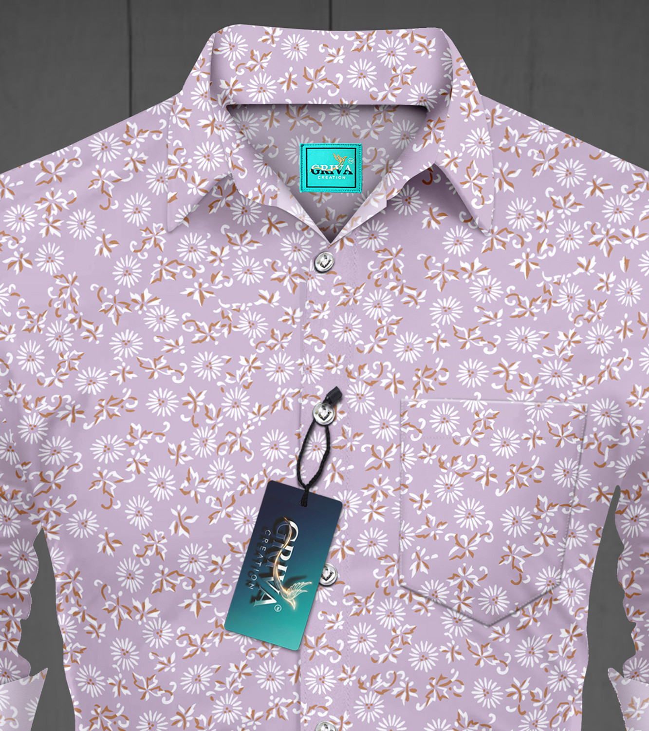 Image of Grivacreation Men Printed Casual Purple Shirt