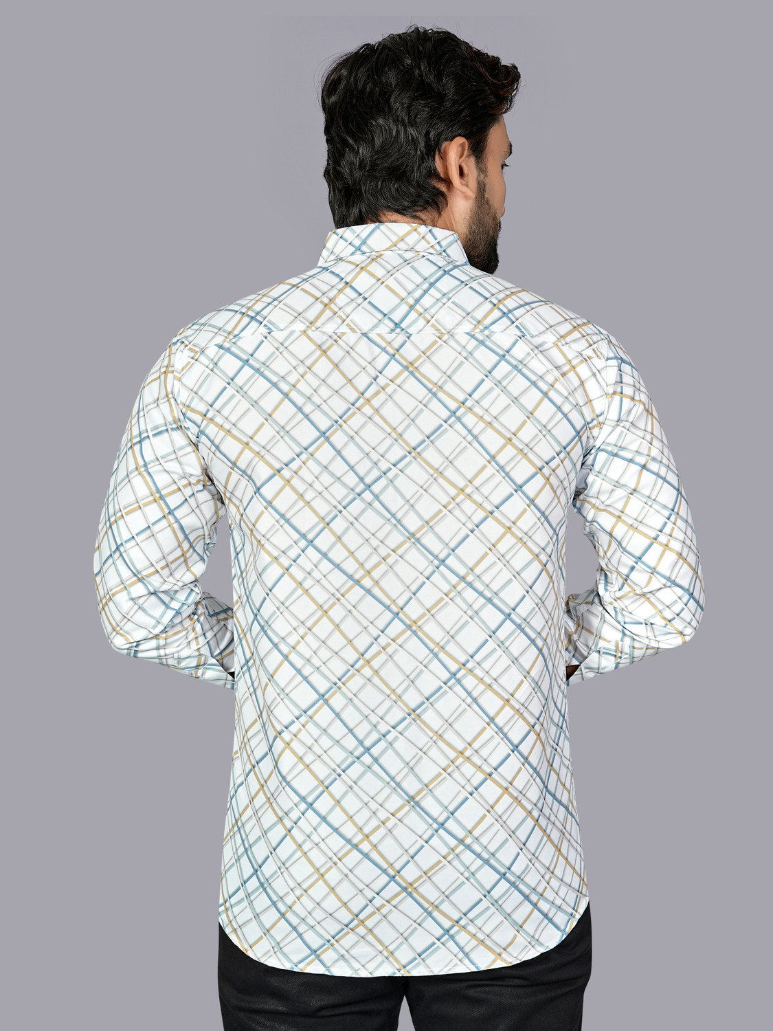 Image of REJIO Men Printed Casual Blue Shirt