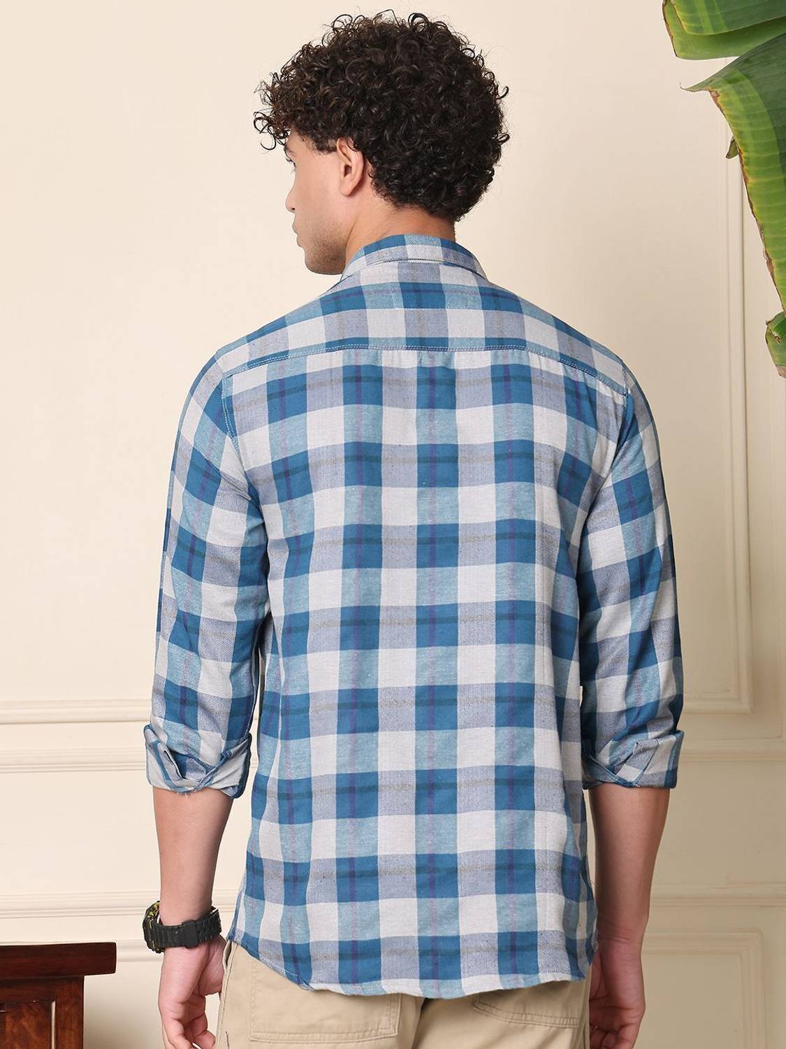 METRONAUT Men Blue Checkered Casual Shirt - Image 2