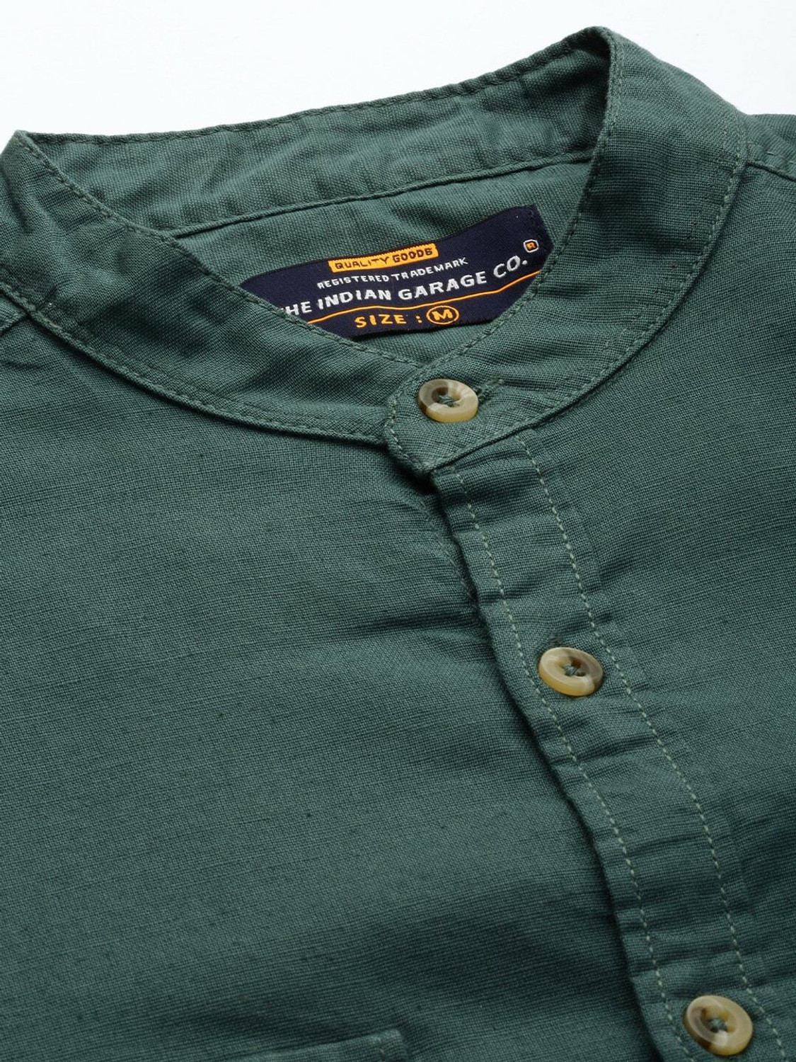 Image of The Indian Garage Co. Men Solid Casual Green Shirt