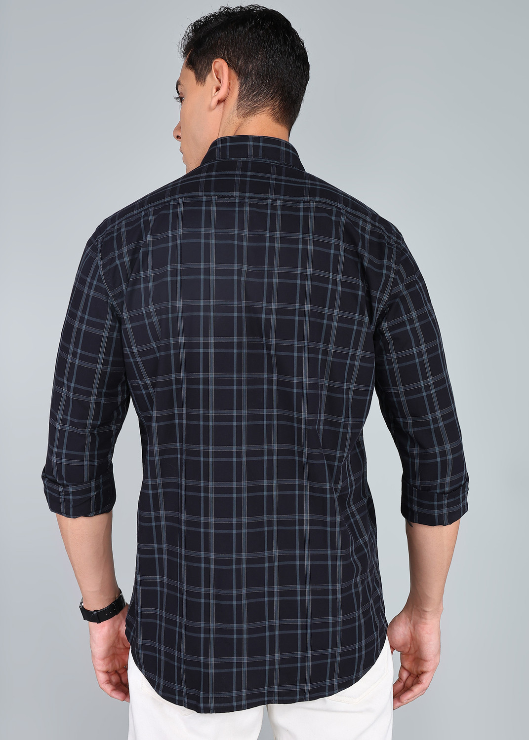Image of Arrow Sport Men Checkered Casual Black Shirt