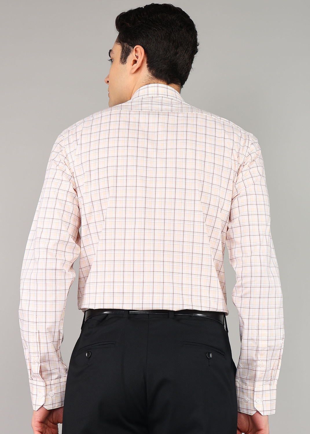 Image of ARROW Men Checkered Formal Orange Shirt