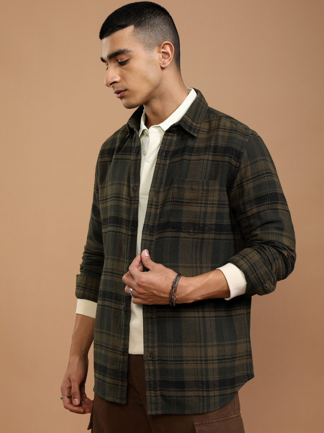 Image of HIGHLANDER Men Checkered Casual Multicolor Shirt
