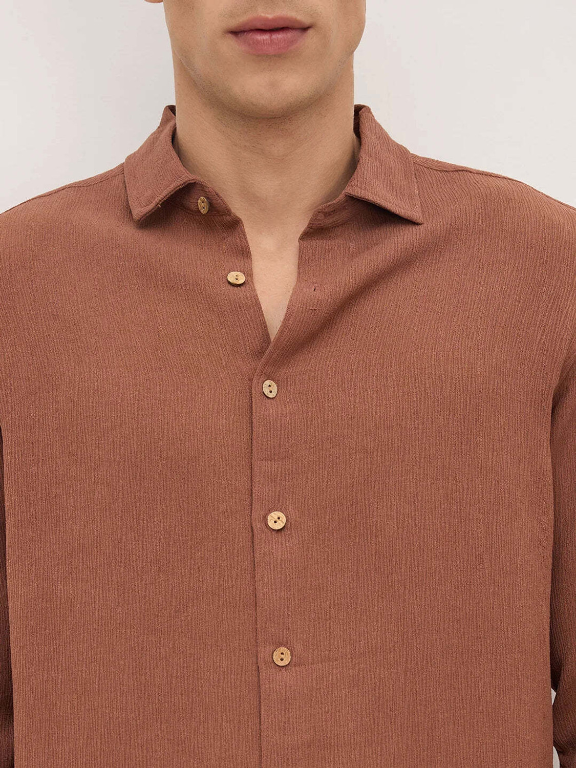 Image of VASTRADO Men Solid Casual Brown Shirt