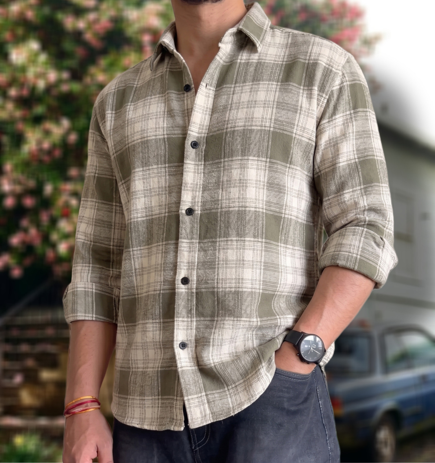 Image of THE BRAVES MANUFACTURER Men Checkered Casual Multicolor Shirt
