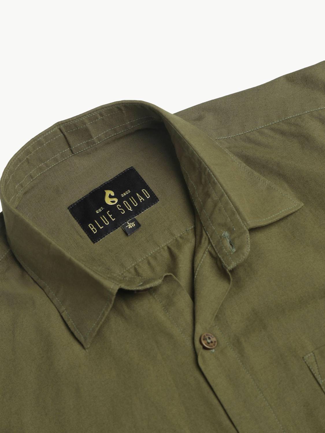 BLUE SQUAD Men Solid Casual Green Shirt - Image 4