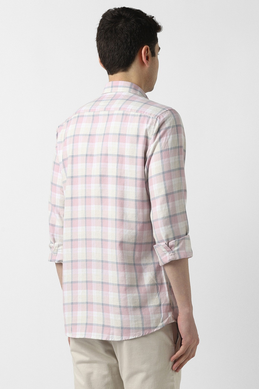 Image of PETER ENGLAND Men Checkered Casual Pink Shirt