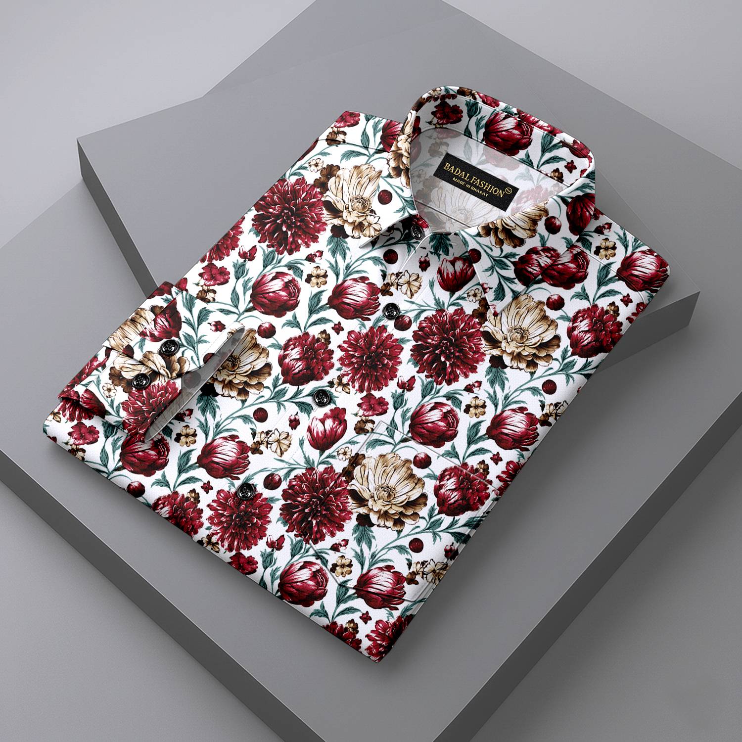 Badal Fashion Men Printed Casual Maroon Shirt