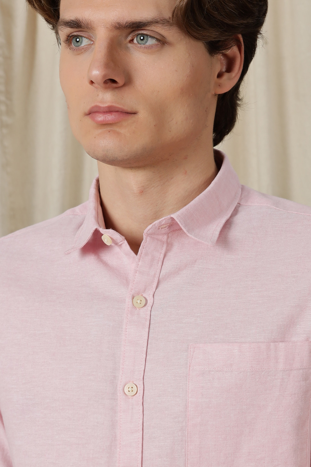 Image of BLU MNKY Men Solid Casual Pink Shirt