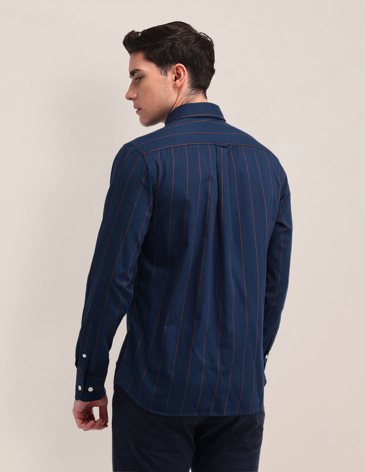 Image of U.S. POLO ASSN. Men Striped Casual Blue Shirt