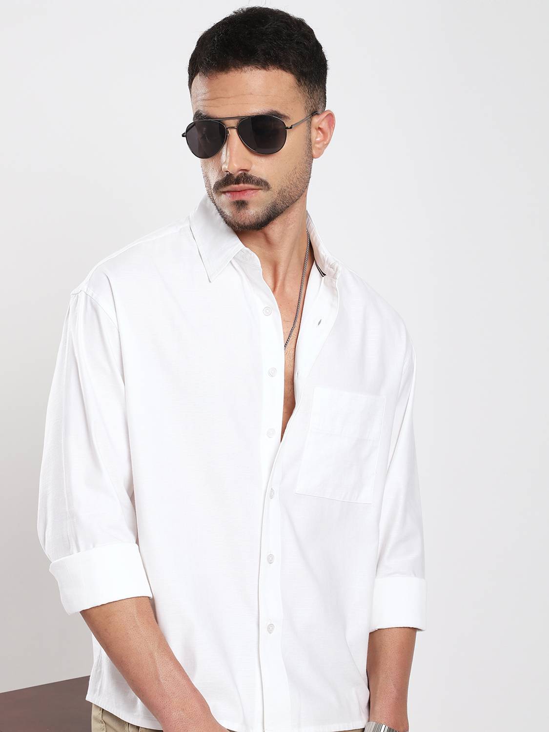 VASTRADO Men Solid Casual White Shirt - Image 2