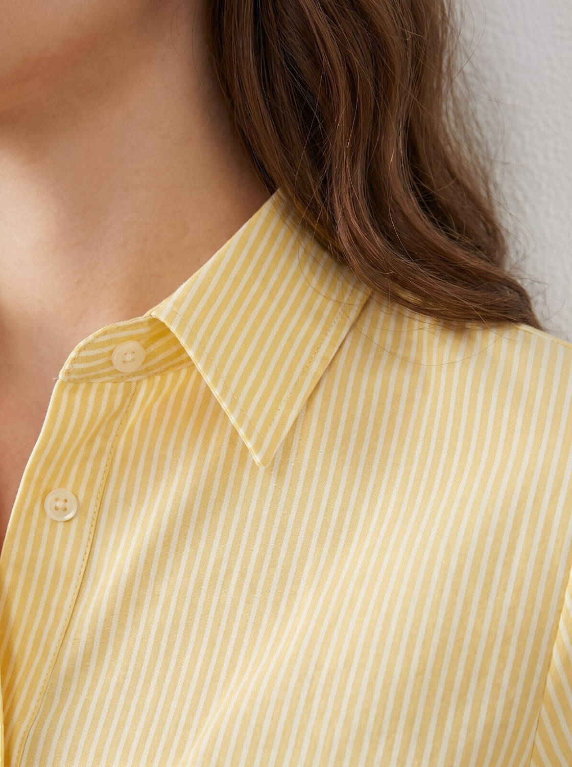 Image of Ovum Women Striped Casual White, Yellow Shirt