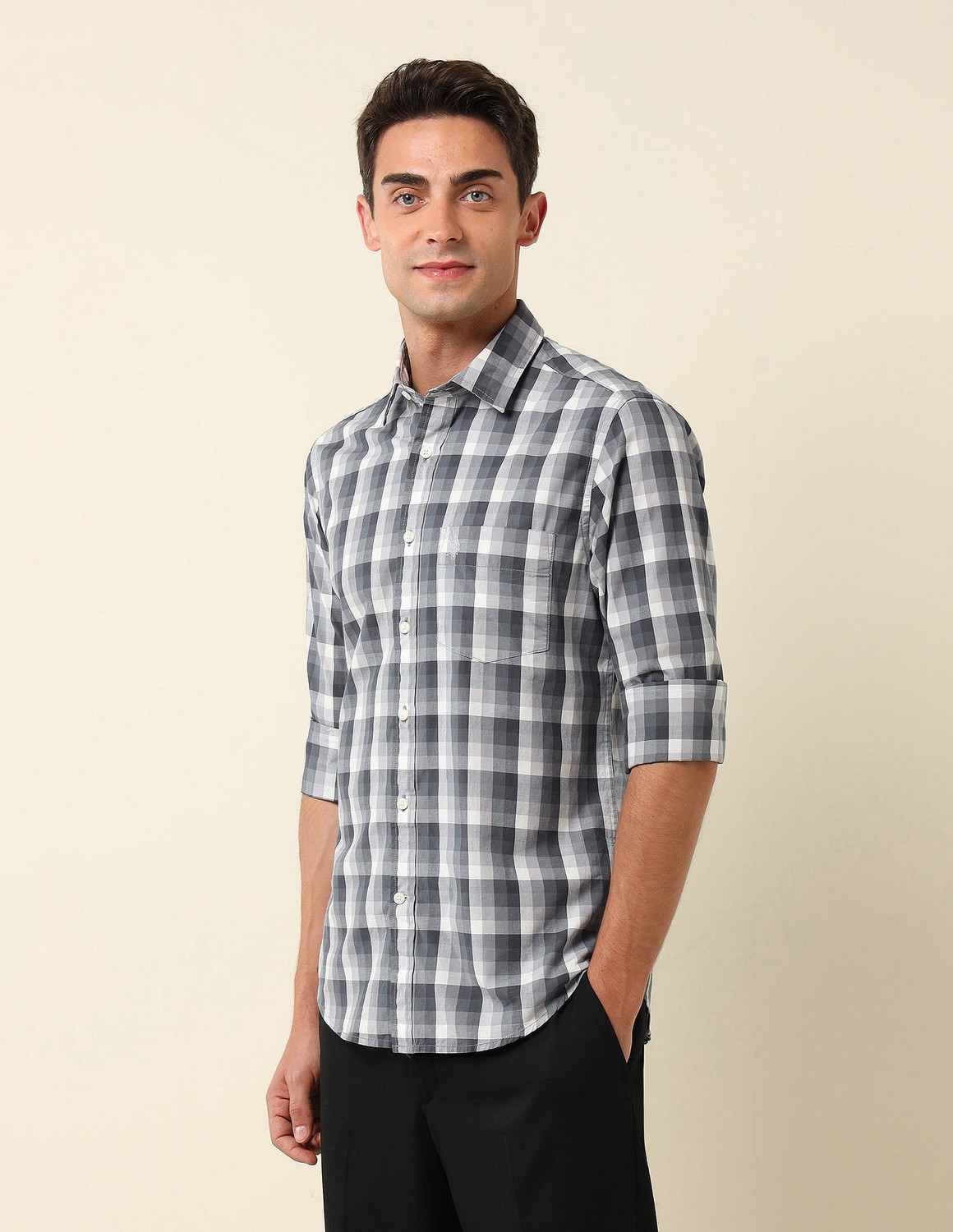 Image of U.S. POLO ASSN. Men Checkered Casual Multicolor Shirt