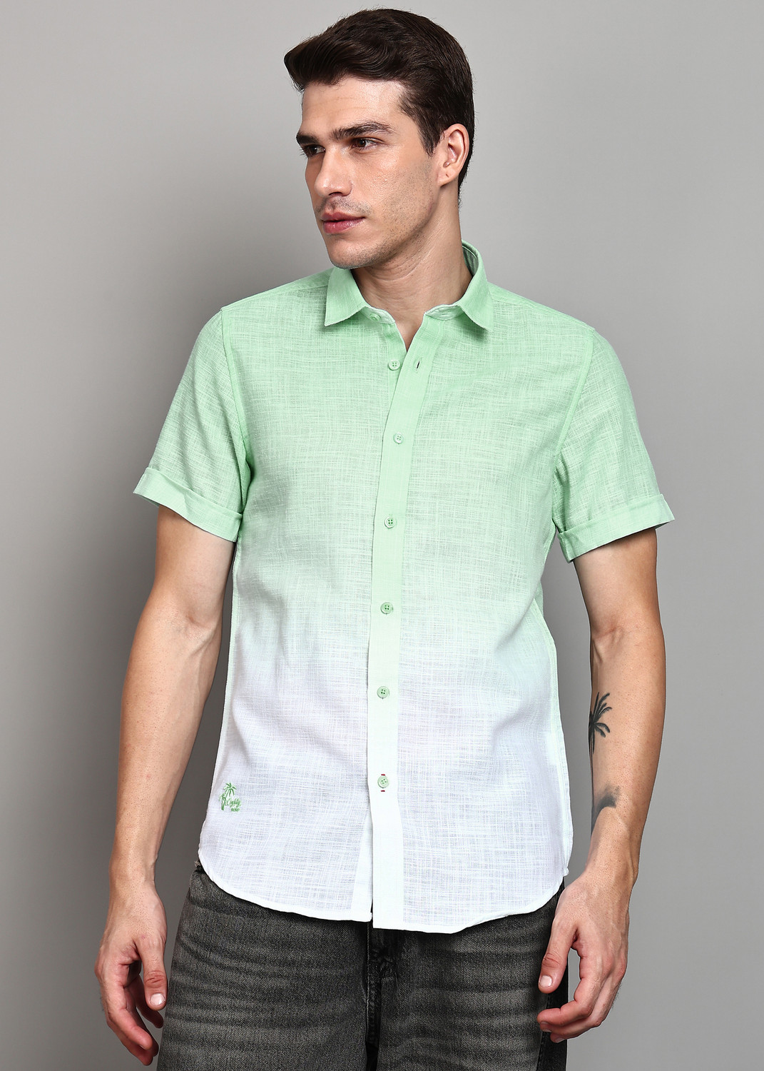 Image of KILLER Men Dyed /Ombre Casual Light Green Shirt
