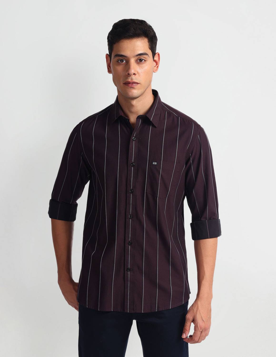 Arrow Sport Men Striped Casual Red Shirt - Image 5