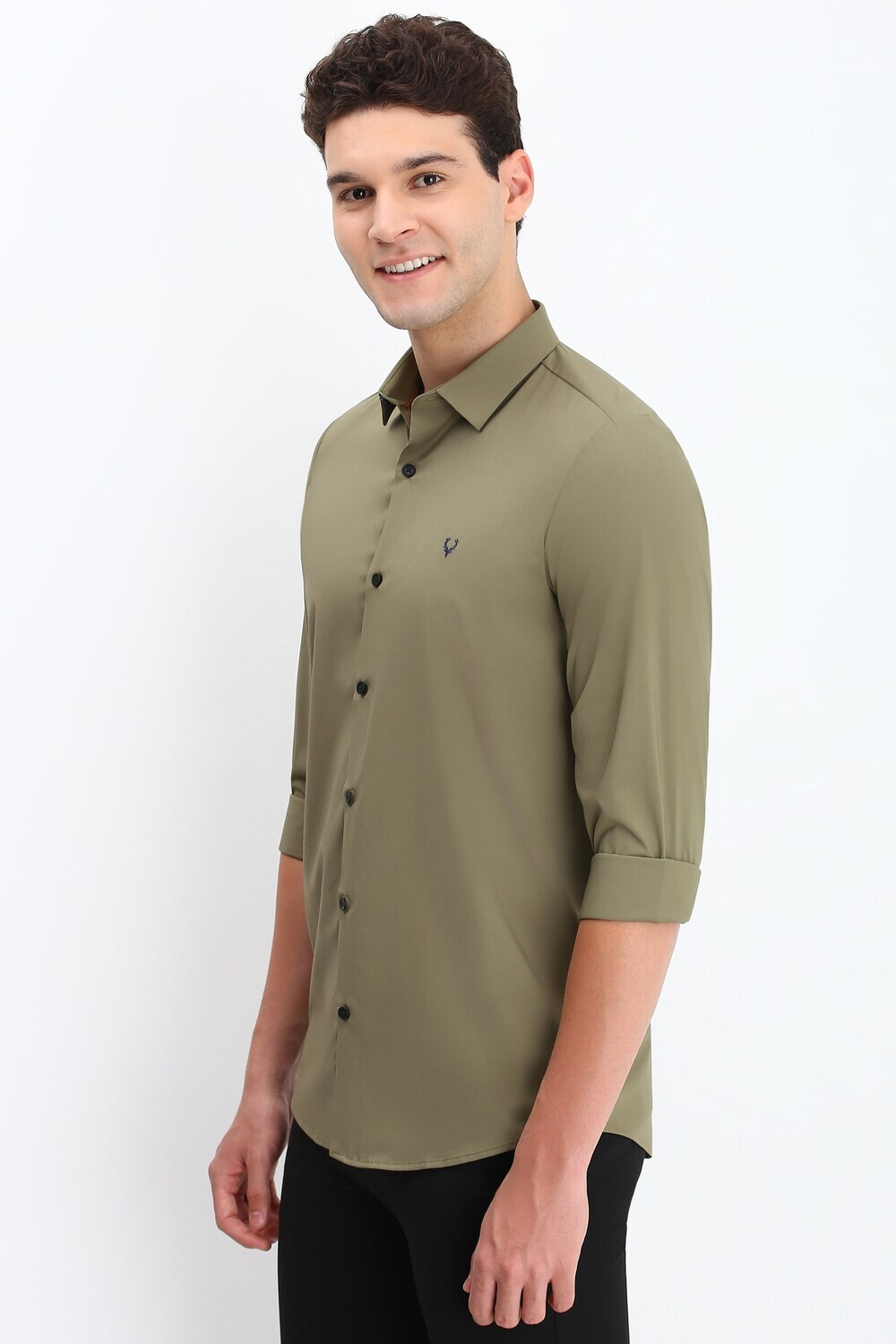Image of Allen Solly Men Solid Casual Green Shirt