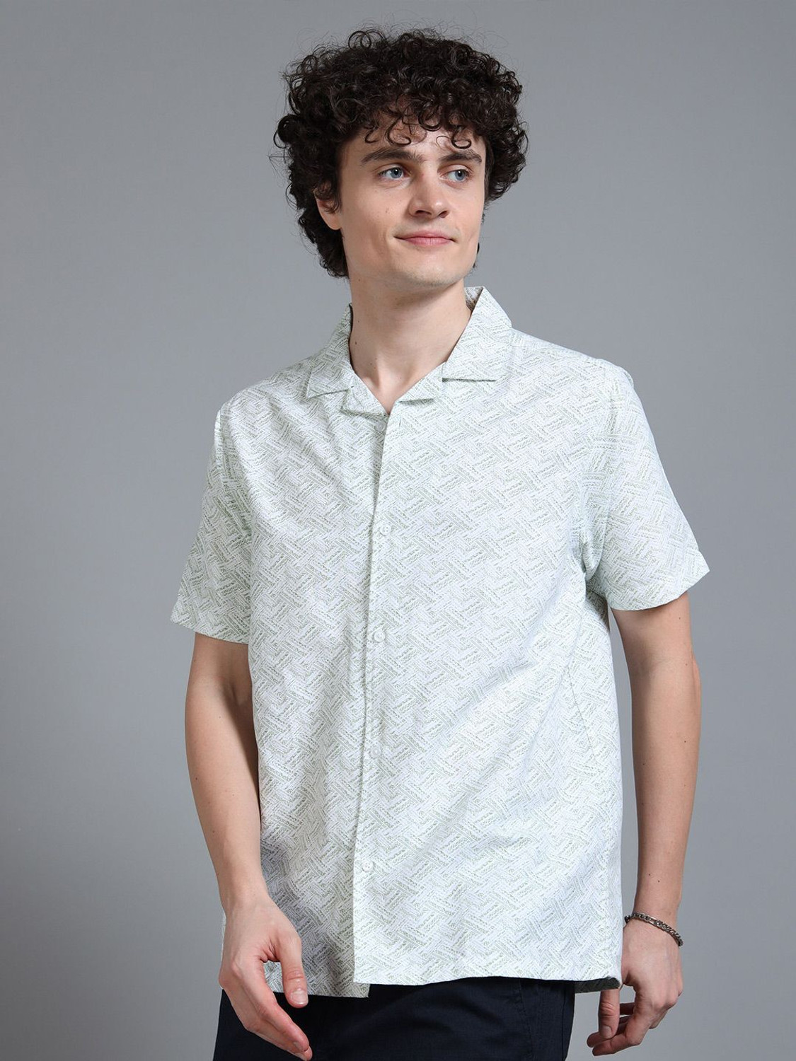 Image of Moda Rapido Men Regular Fit Printed Lapel Collar Casual Shirt