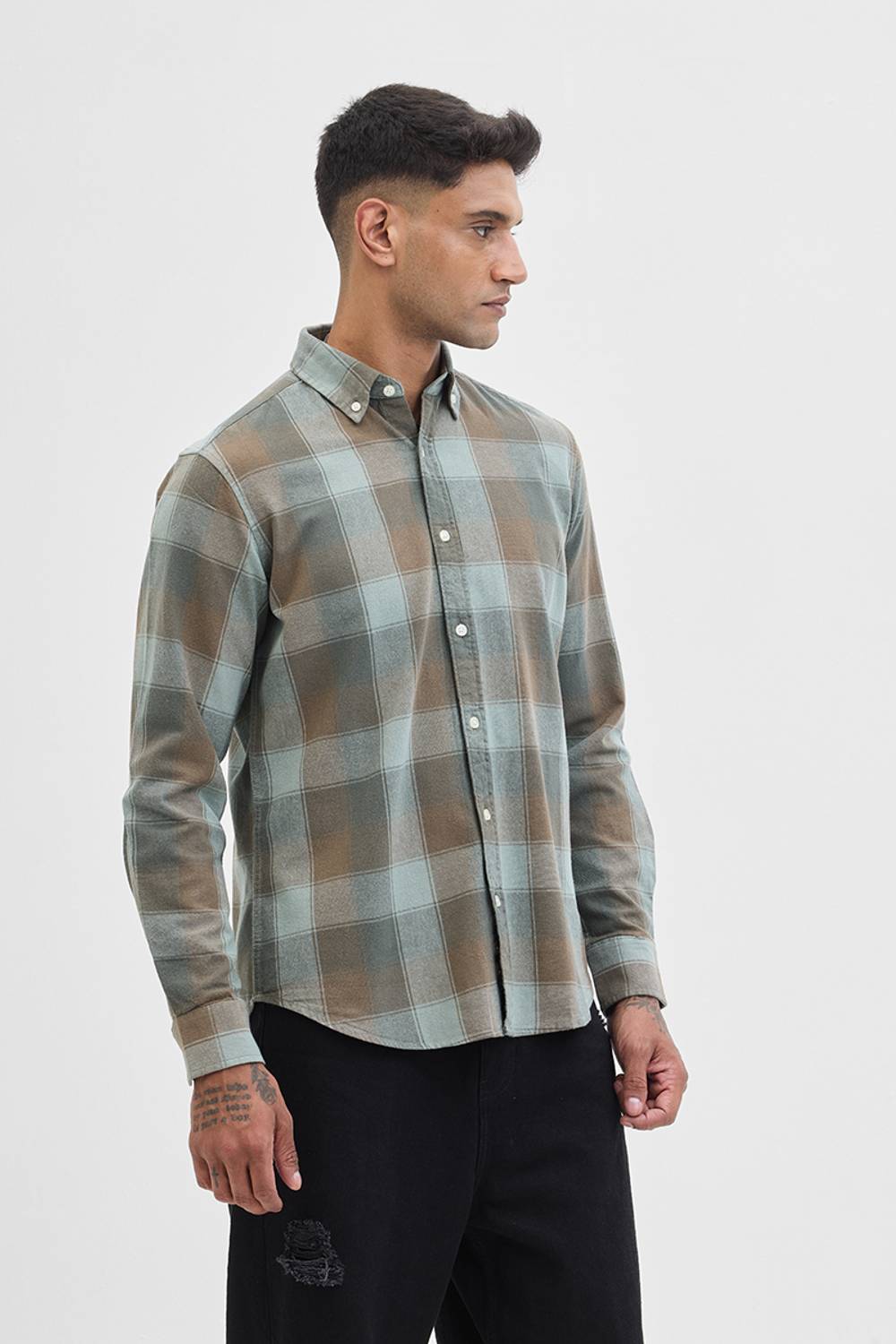 Snitch Men Checkered Green Shirt - Image 3
