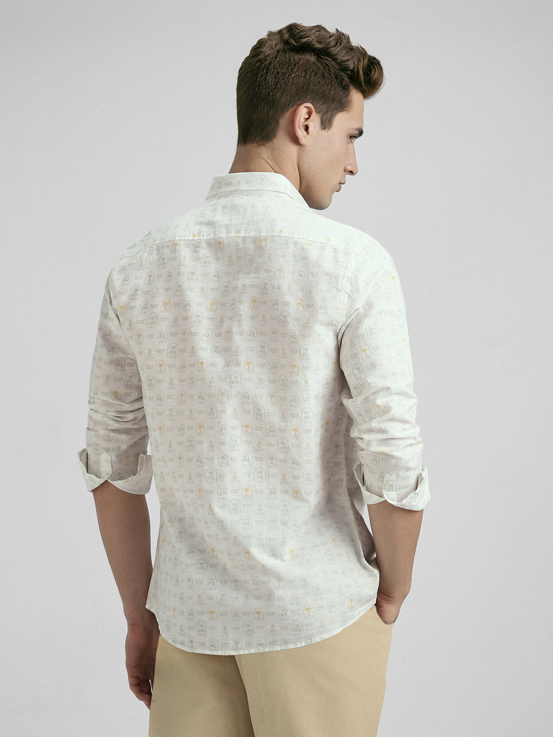Image of LOUIS PHILIPPE Men Printed Casual White Shirt