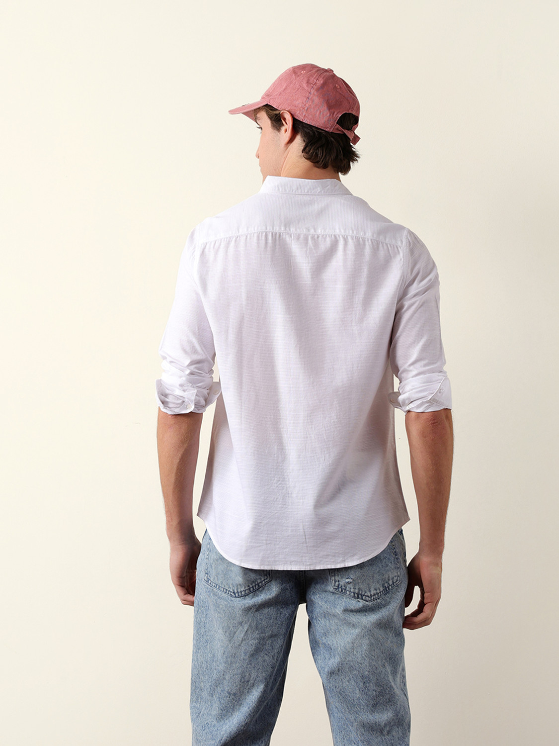 Image of THE BEAR HOUSE Men Solid Casual White Shirt