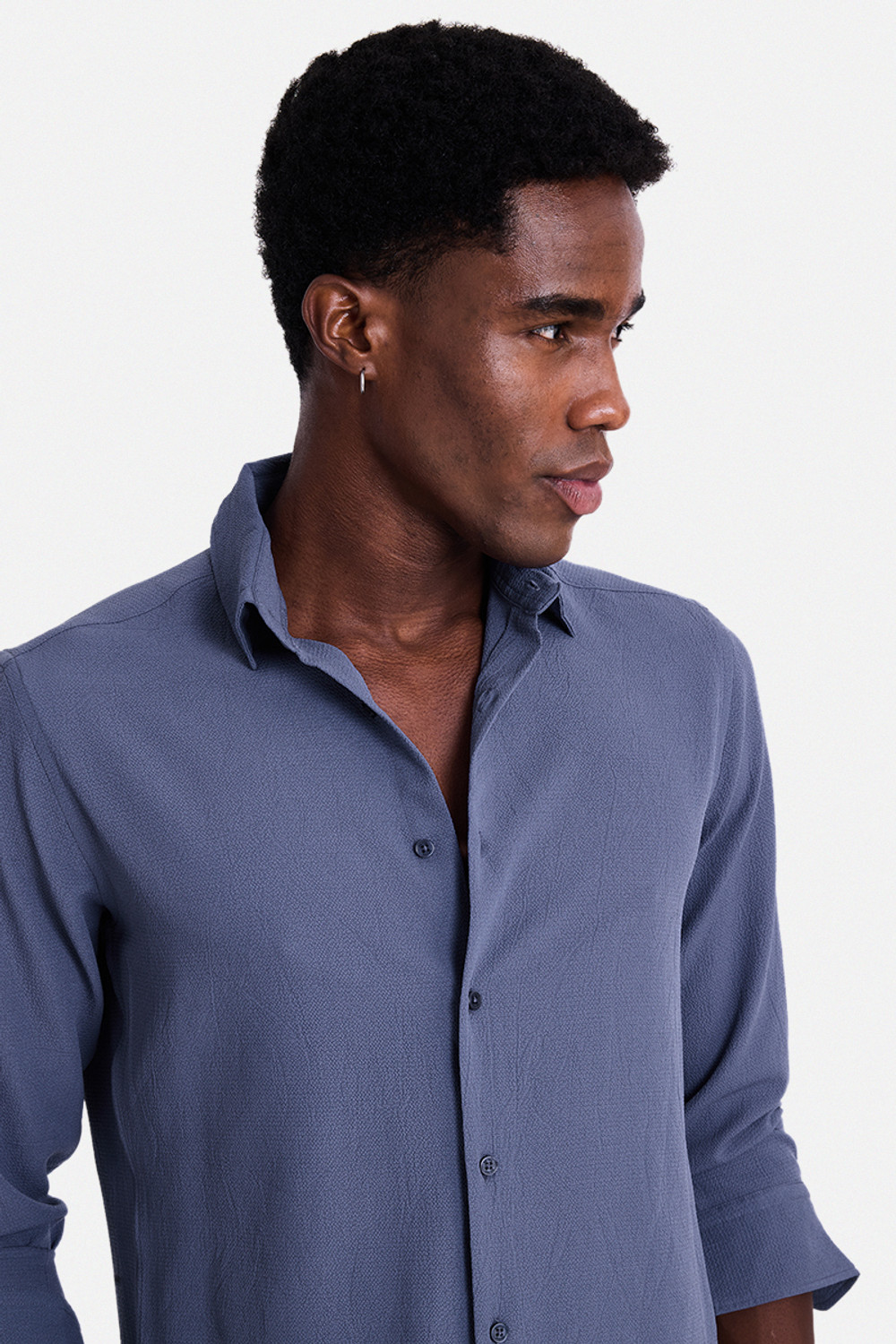 Image of Snitch Men Solid Casual Blue Shirt