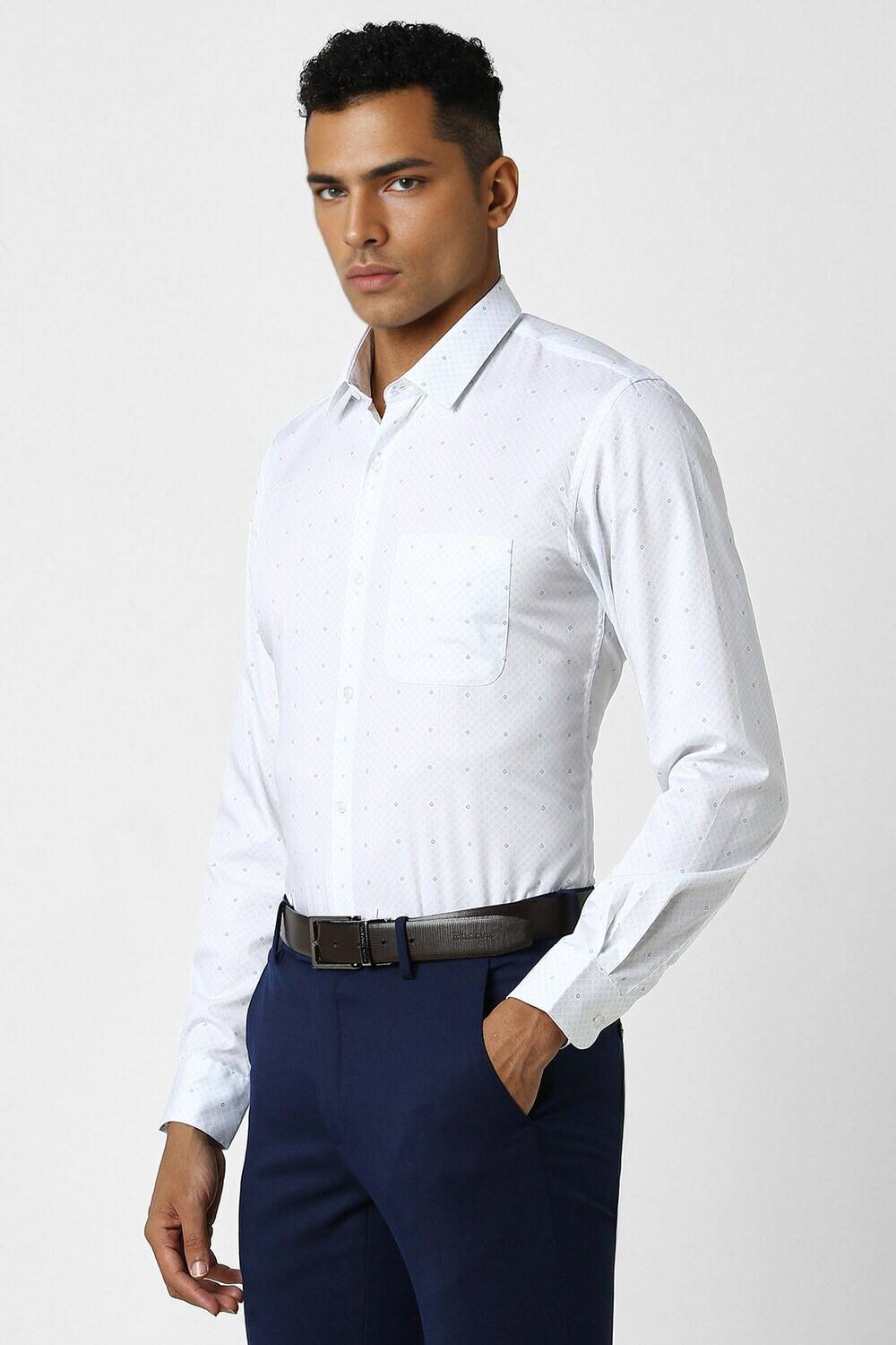 Image of PETER ENGLAND Men Printed Casual White Shirt