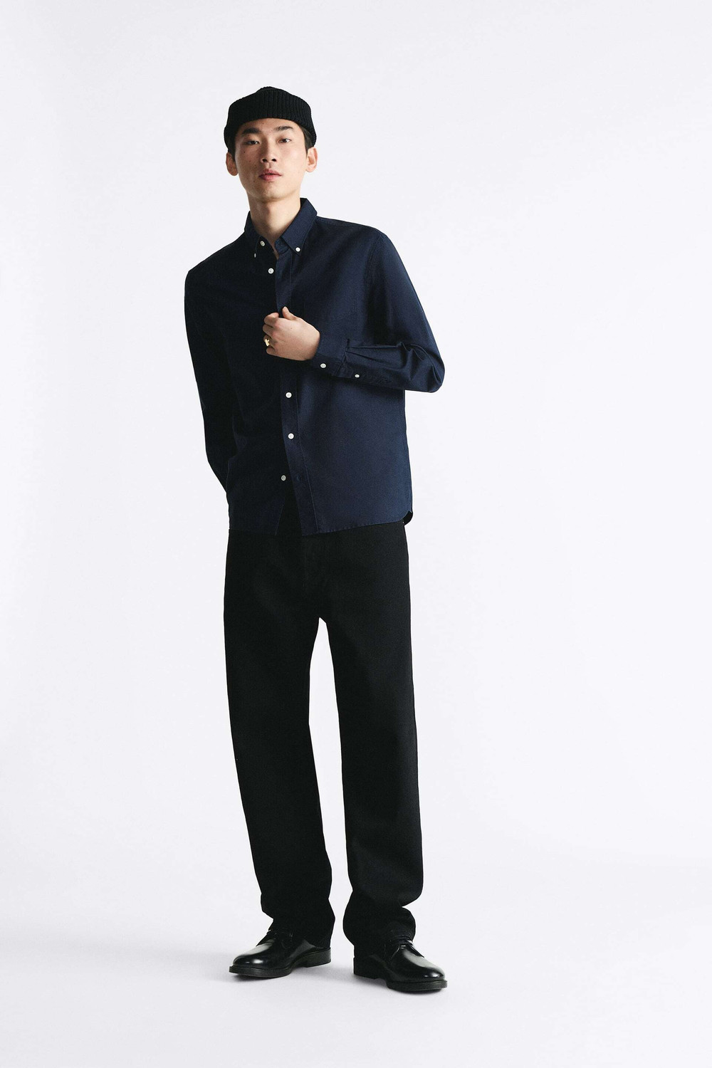 Image of MISCHIEF Monkey Men Solid Casual Blue Shirt