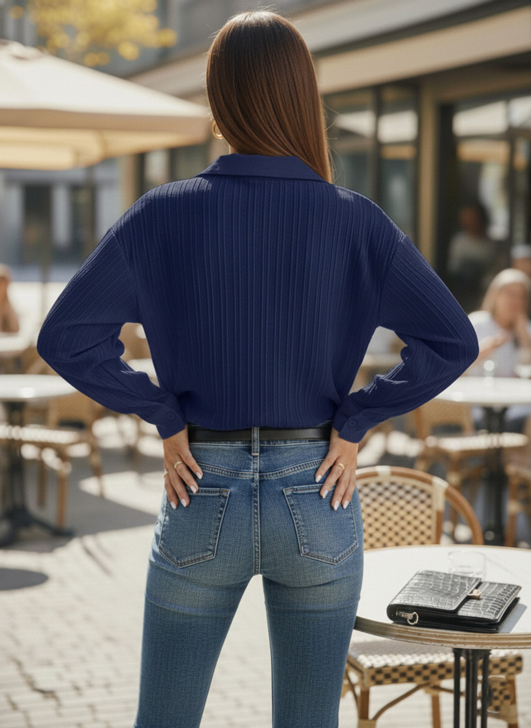 Image of Leriya Fashion Casual Self Design Women Blue Top