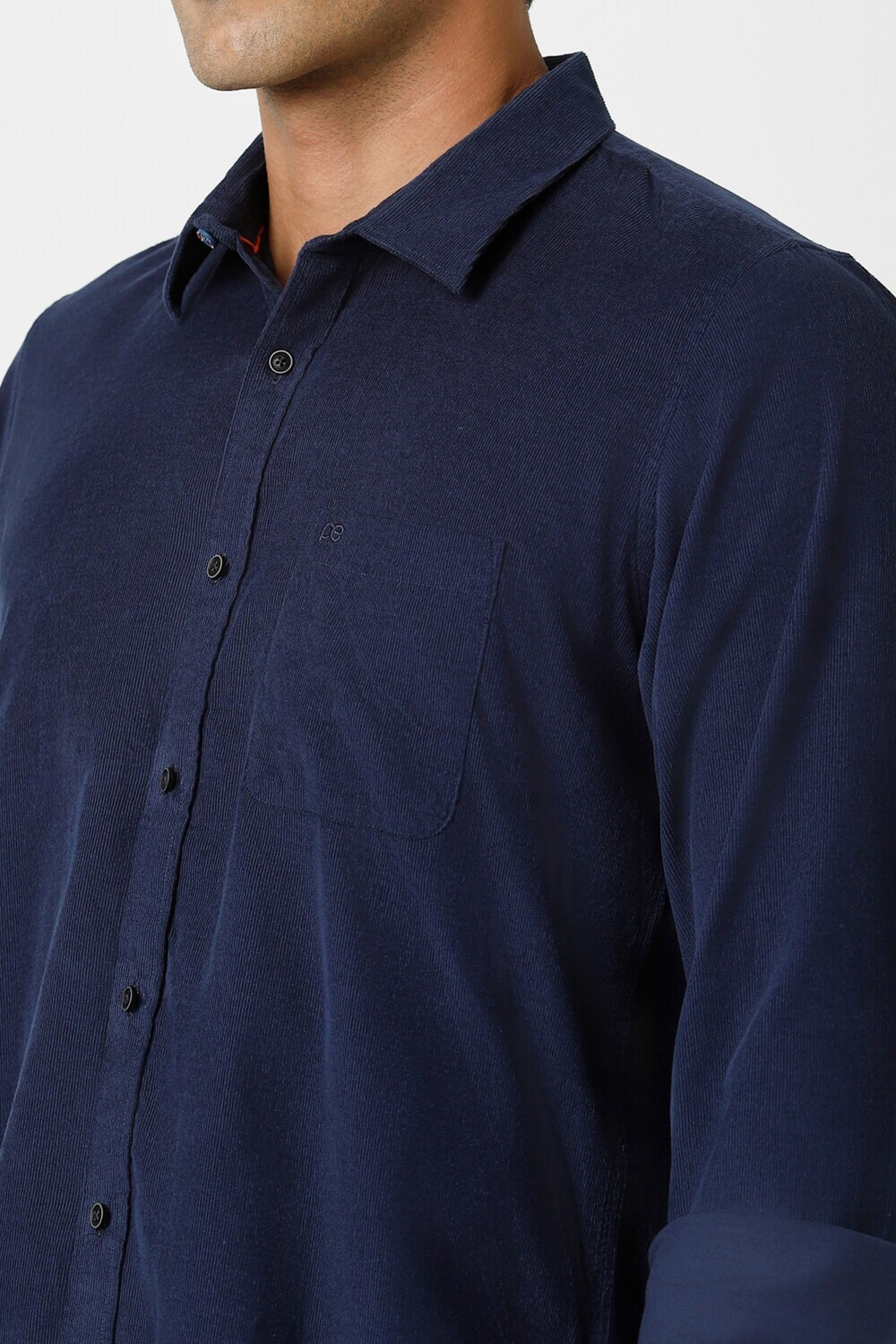 Image of PETER ENGLAND Men Solid Casual Dark Blue Shirt