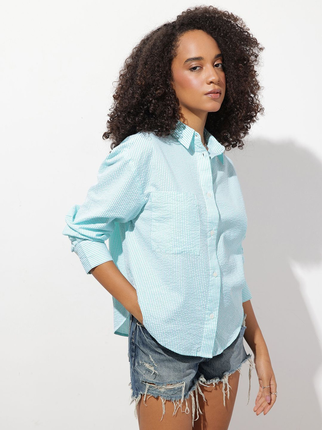 Image of Roadster Women Relaxed Fit Striped Casual Shirt