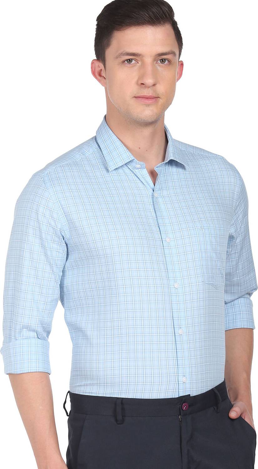 ARROW Men Checkered Formal Light Blue Shirt