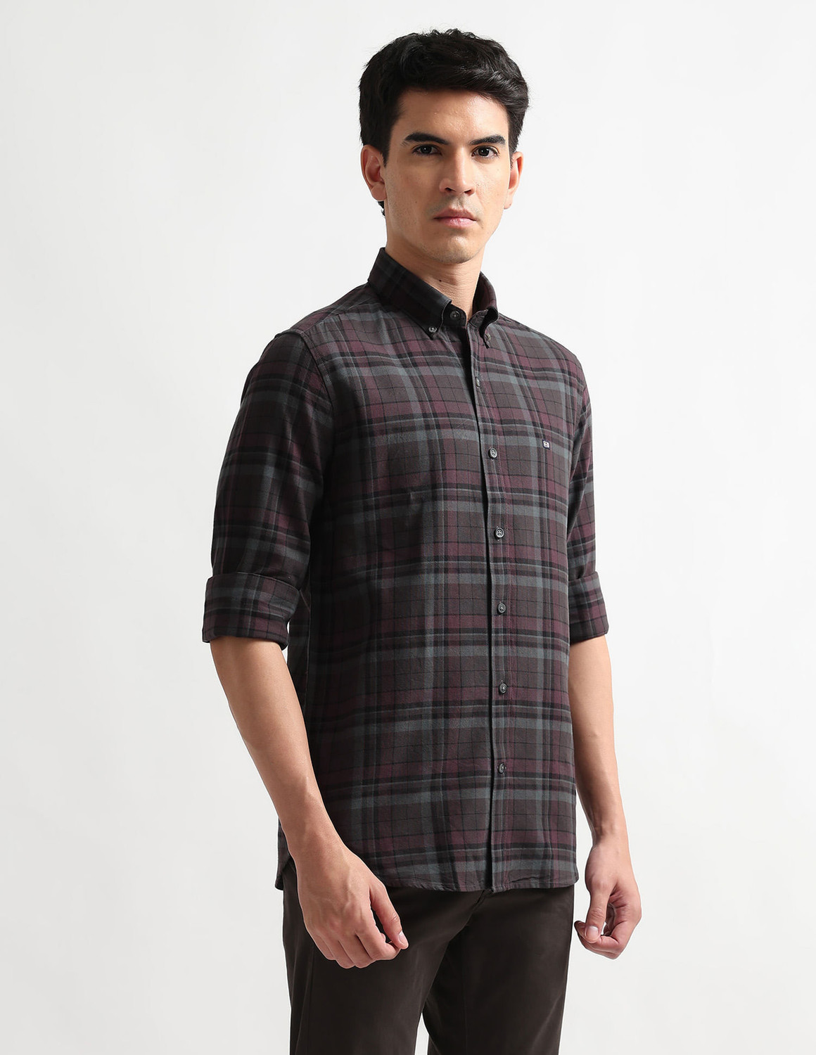 Image of Arrow Sport Men Self Design Casual Orange Shirt