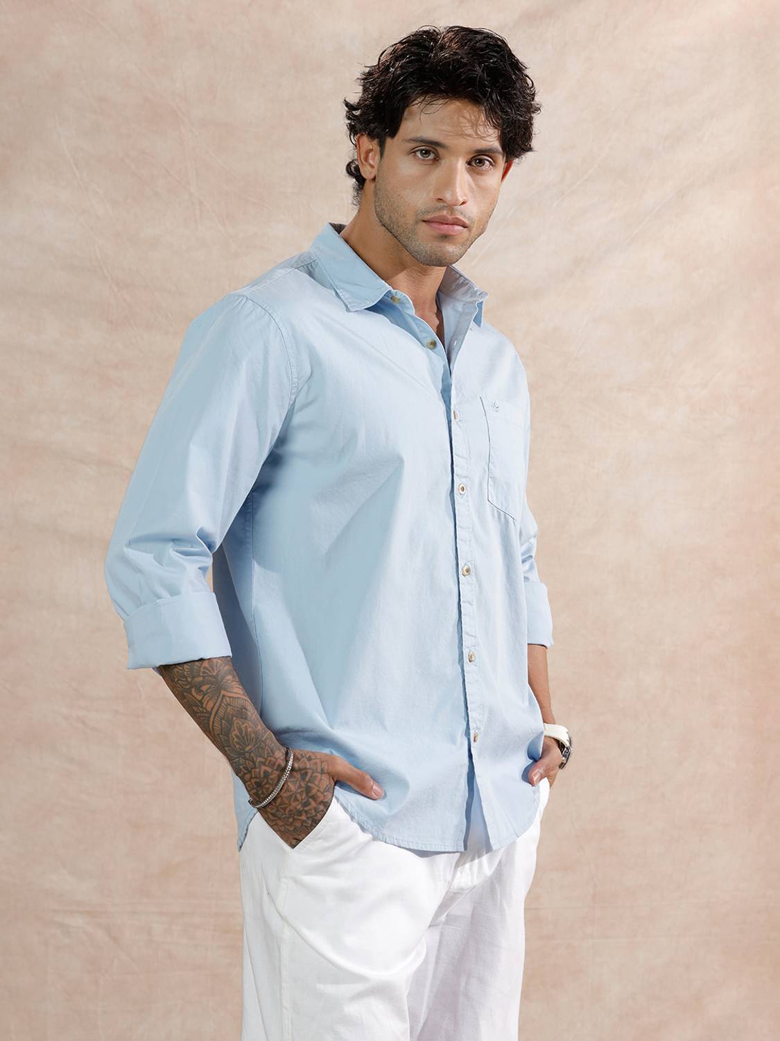 WROGN Men Light Blue Casual Shirt - Image 4