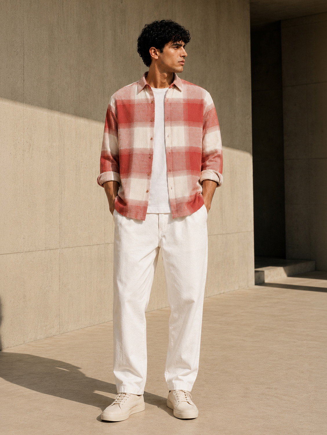 Image of CAHOOT Men Regular Fit Checkered Spread Collar Casual Shirt