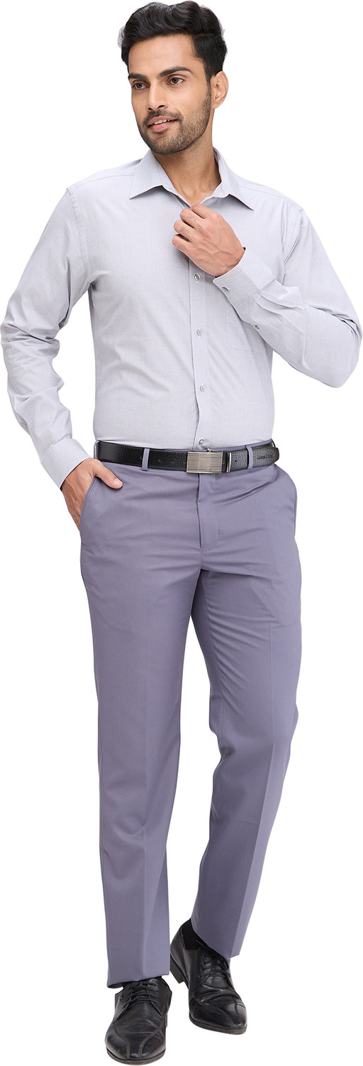 Image of Raymond Men Solid Formal Grey Shirt